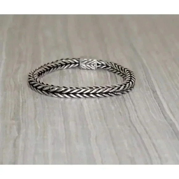 John Hardy Sterling Silver Woven Chain Bracelet 6.5mm 8.25" - Picture 2 of 9